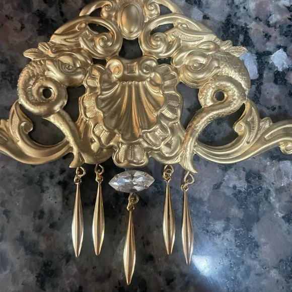 Huge dangle chandelier earrings -gold tone